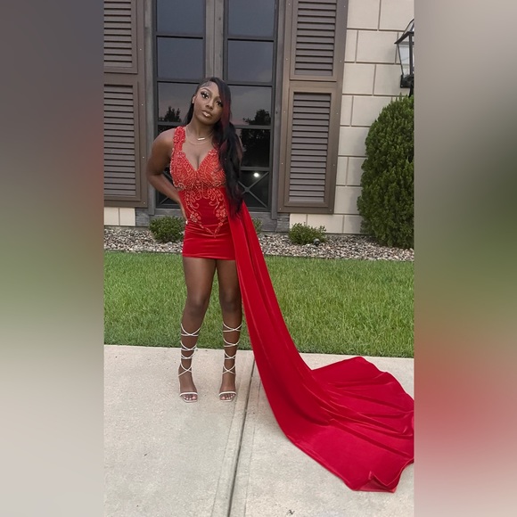 Red Formal Dress XSmall Brown Mesh - Picture 5 of 5